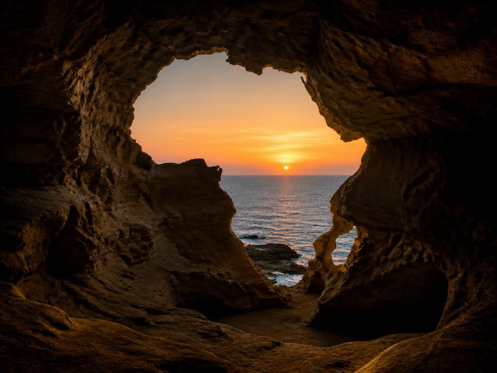 Ouverture de la grotte d'Hercule sur l'océan